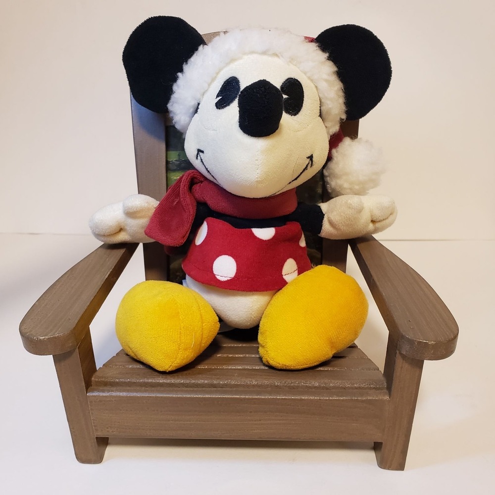 Disney Store Minnie Mouse Plush Pie Eyed Christmas Santa Hat Vintage 8"